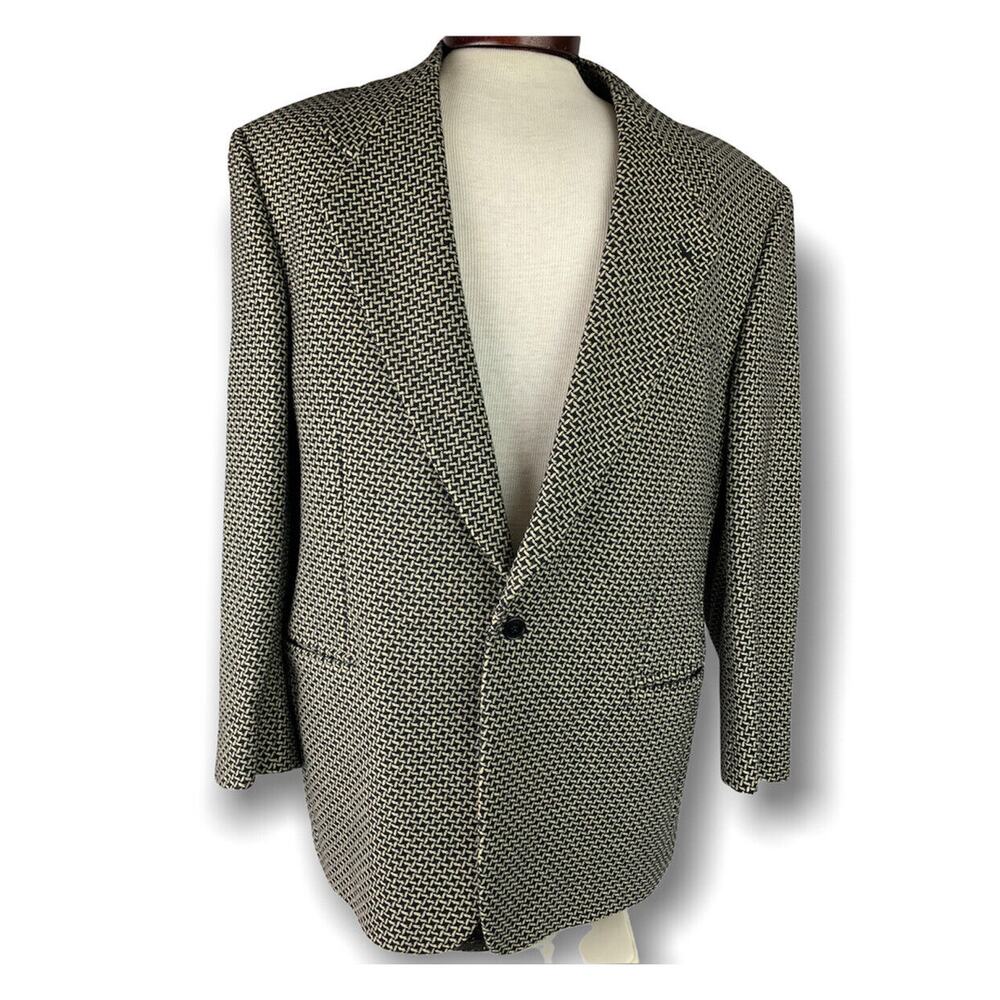 42R Roberto Pelli Tailored Men's Single Button 100% Virgin Wool Sport Coat Black